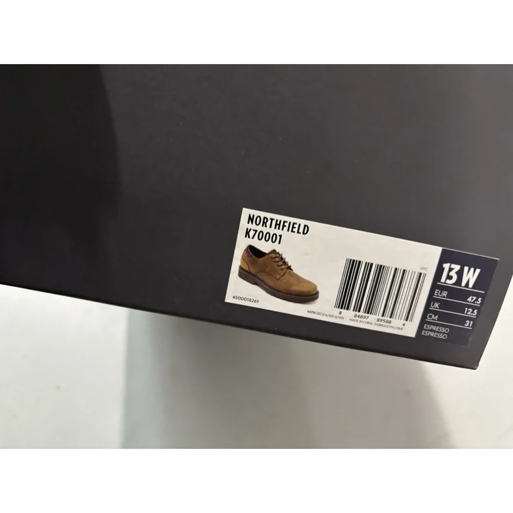 Rockport shoes 13W North field Waterproof Brown Leather Lace Up NIB